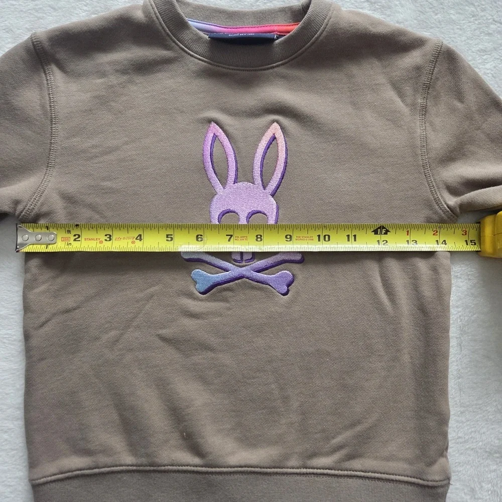 Psycho Bunny Kids Crewneck‎ 5/6 Ombre Logo Long Sleeve Tan/taupe